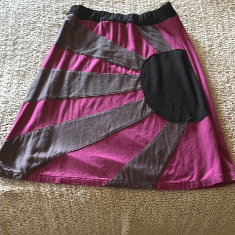 Luna Claire Fuchsia and Charcoal A-Line Skirt